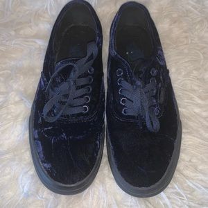 Dark Blue Crushed Velvet Vans
